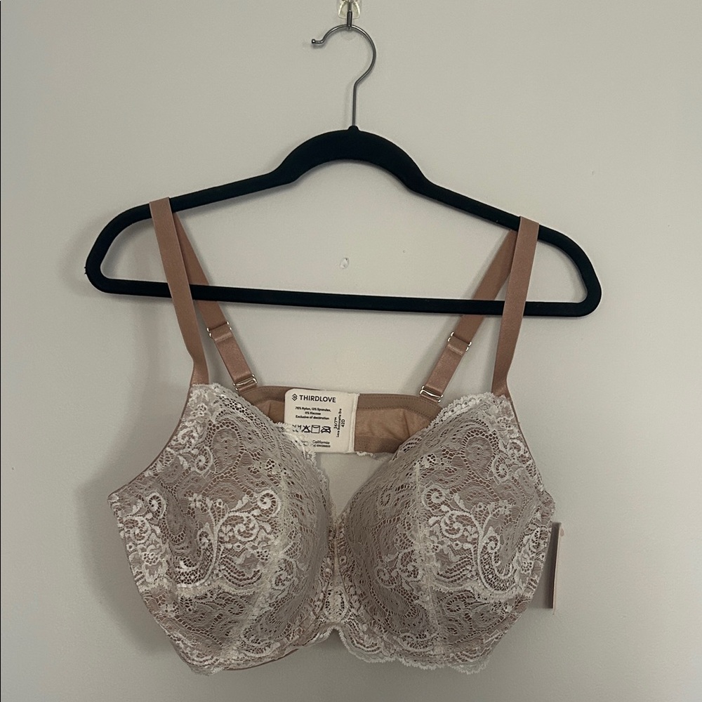 ThirdLove Elegant Lace Bra in Cream and Tan